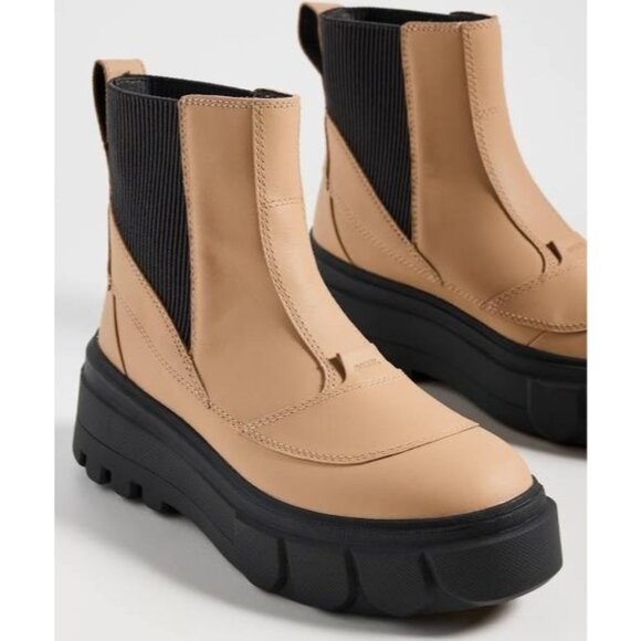 Caribou X Waterproof Platform Chelsea Boots Tan Brown 6.5 Lug Sole $190 - Picture 2 of 5